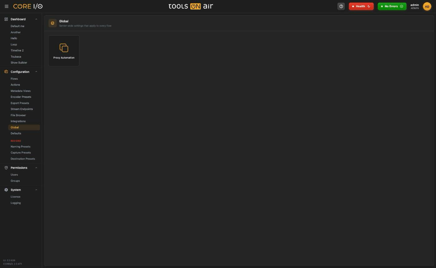 Global settings overview