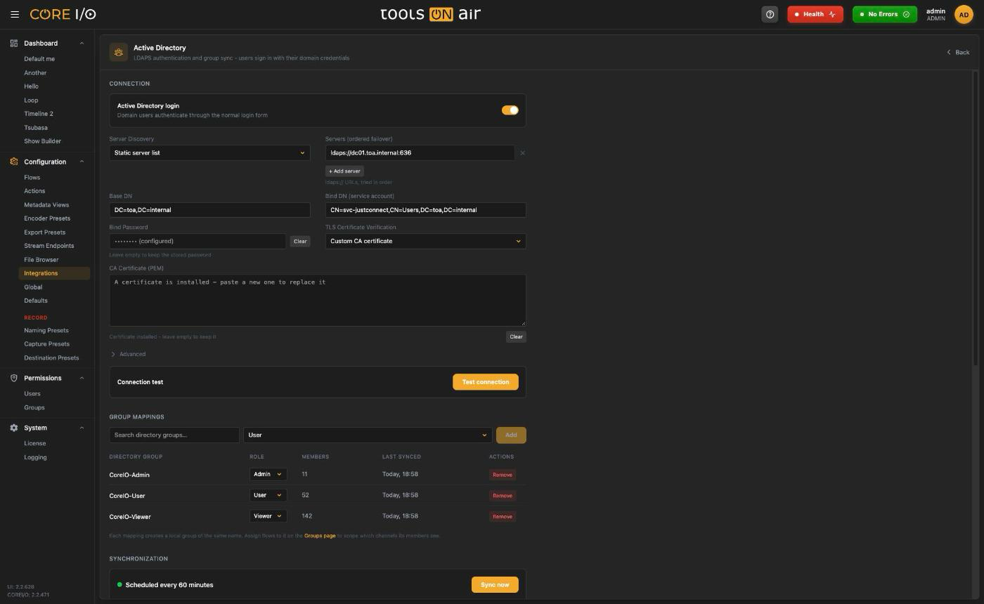 Integrations: Notifications and Sign-in - Connection interface