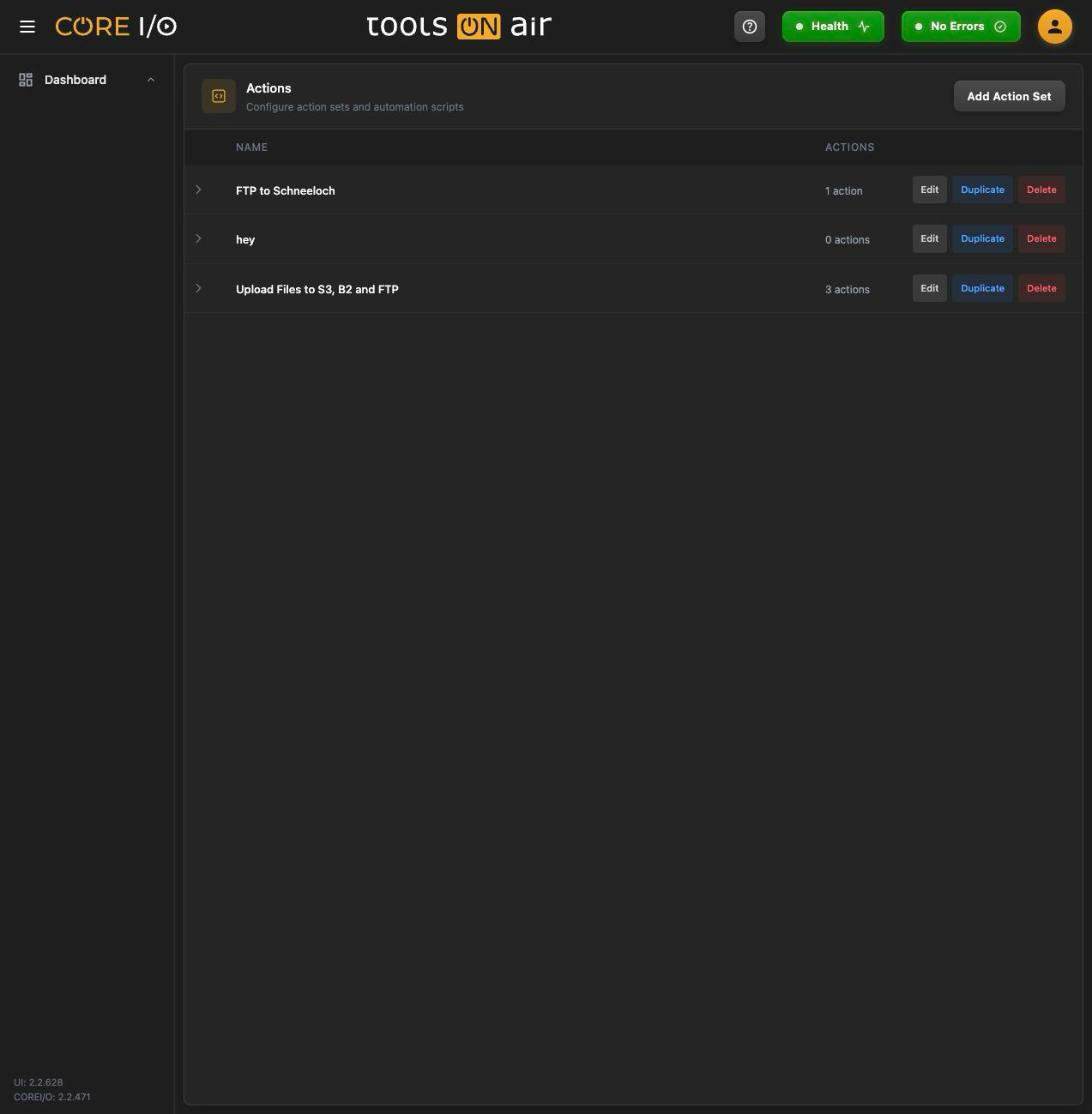 Actions - Opening the page interface