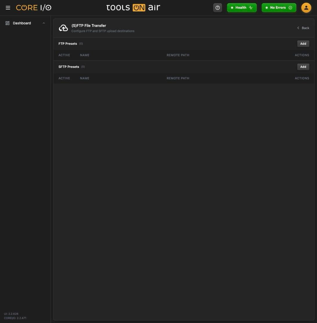 Integrations: Storage and Transfer - (S)FTP File Transfer interface