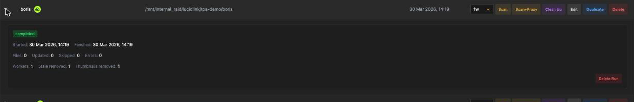 File Browser Configuration - Scan history for a mount point