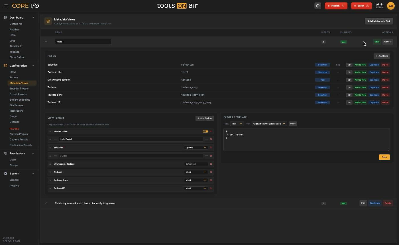 Metadata Views - Layout interface