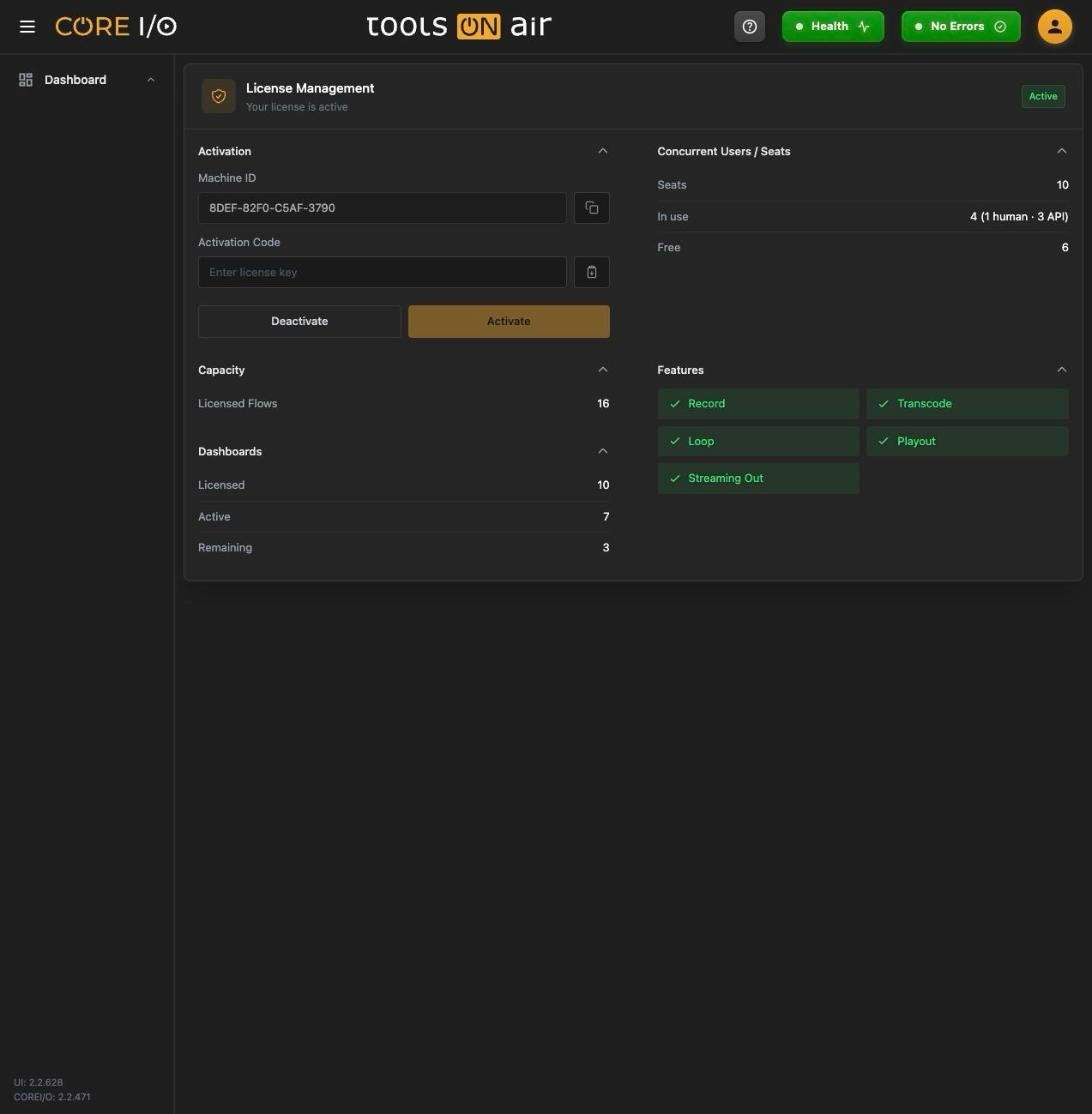 License - Layout interface