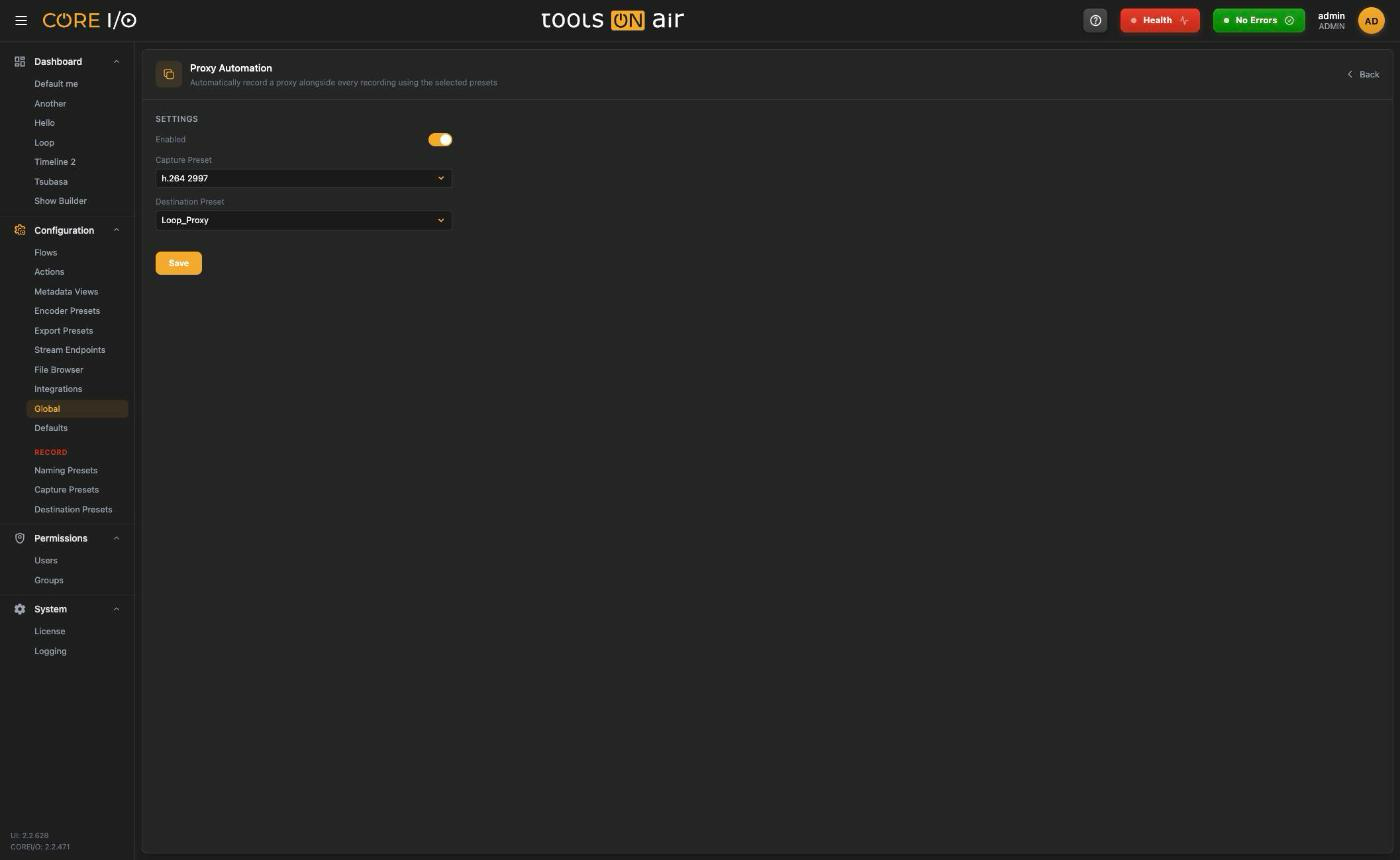 Proxy Automation settings