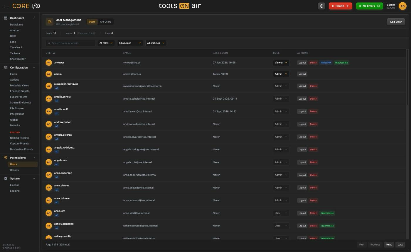 Users - Roles interface