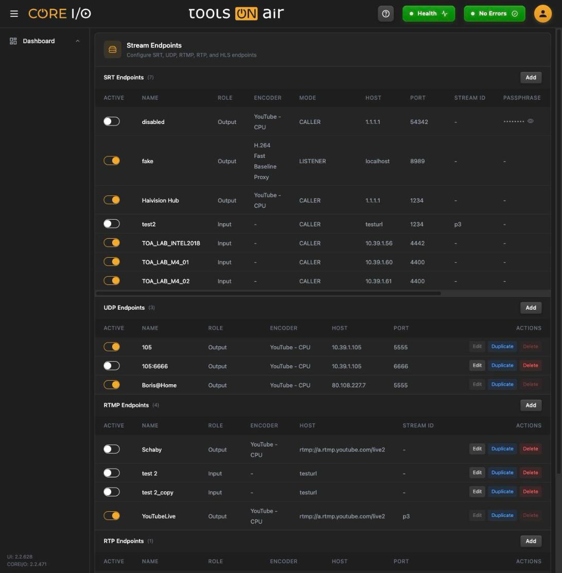 Stream Endpoints - Opening the page interface