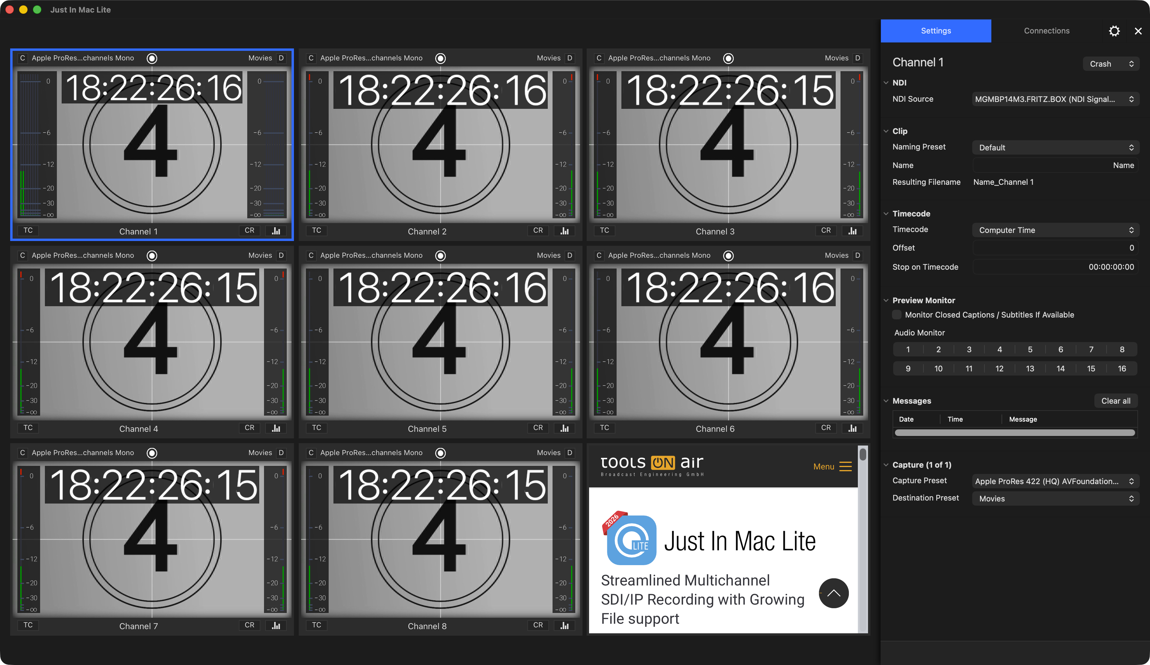 Just In Mac Lite 2026 user interface