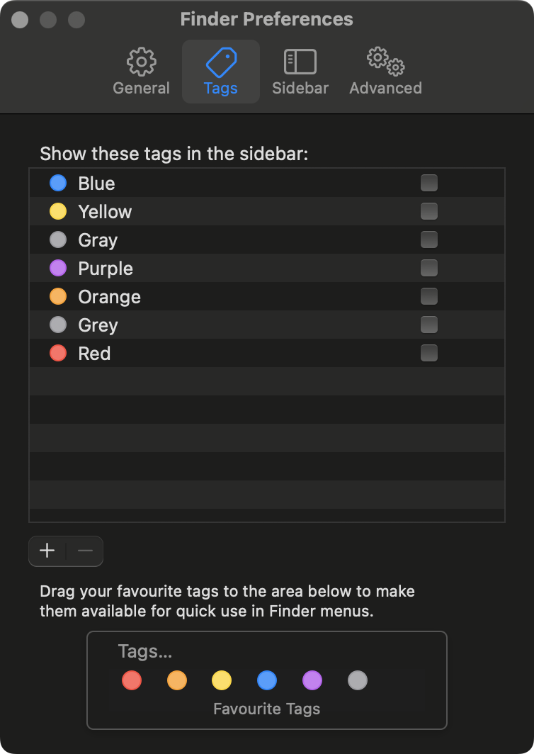 macOS Finder Tags (v.2026.x) screenshot