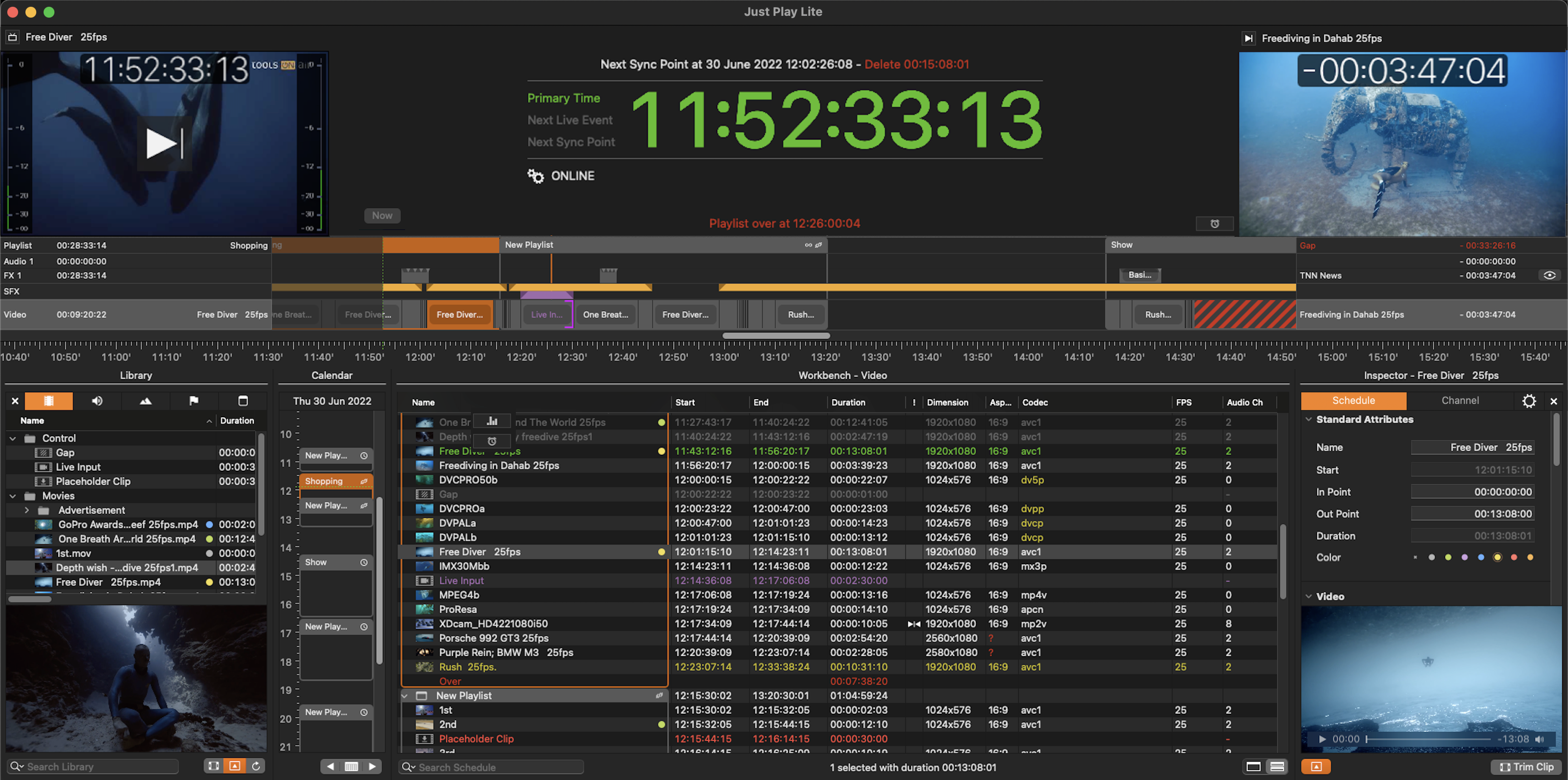 Just Play Lite NDI 2026 user interface