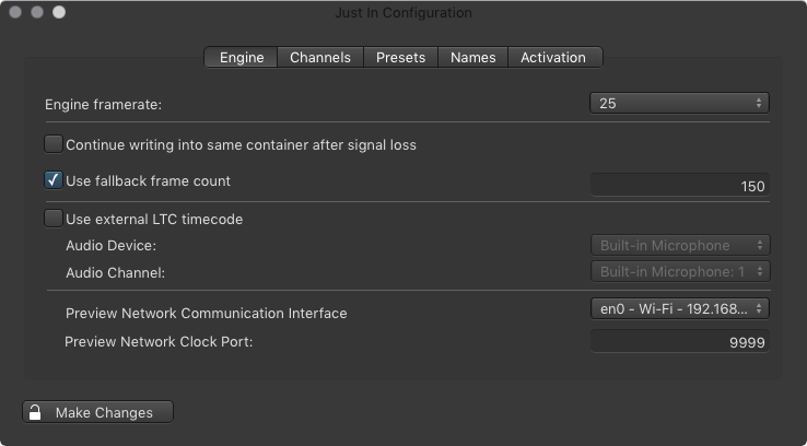 Preferences: Engine Tab (Just In v2.0) screenshot