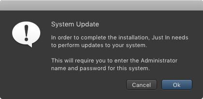 5. Initial Just In Setup (Just In Engine Mac v3.0) screenshot 1