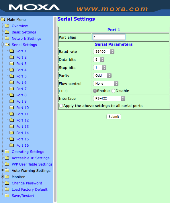 Using a Moxa NPort 5650 (Just In Engine Mac v3.0) screenshot 1