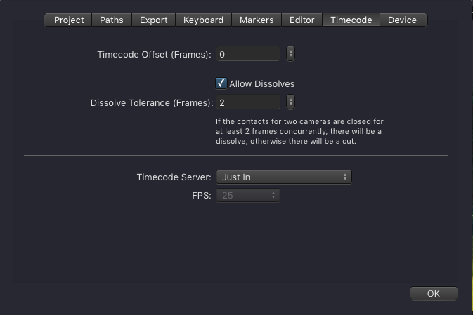 Timecode Tab (Live Cut v3.0) screenshot
