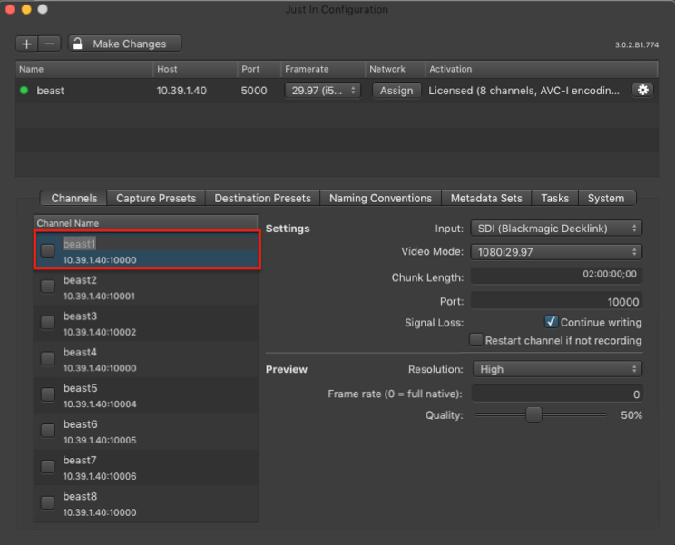 3.1.3 Changing Channels Settings (Just In Engine Linux v1.0) screenshot 2