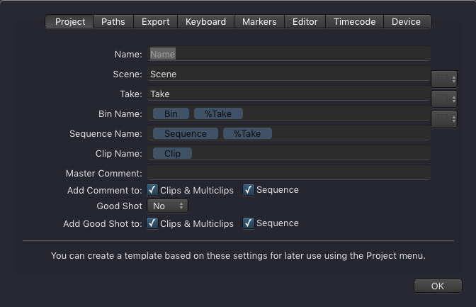 Project Tab (Live Cut v3.5) screenshot