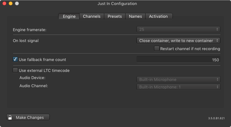 Engine Configuration (Just In Engine Mac v3.5) screenshot