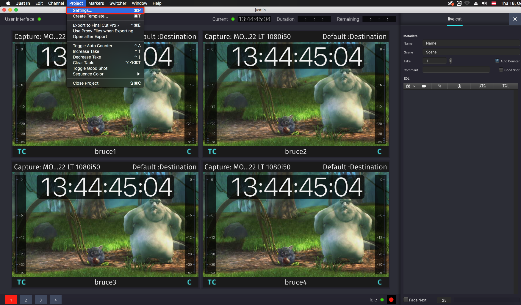 Project Settings (Live Cut v3.5) screenshot