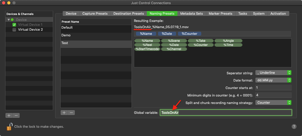 Naming Presets (4.0) screenshot 5