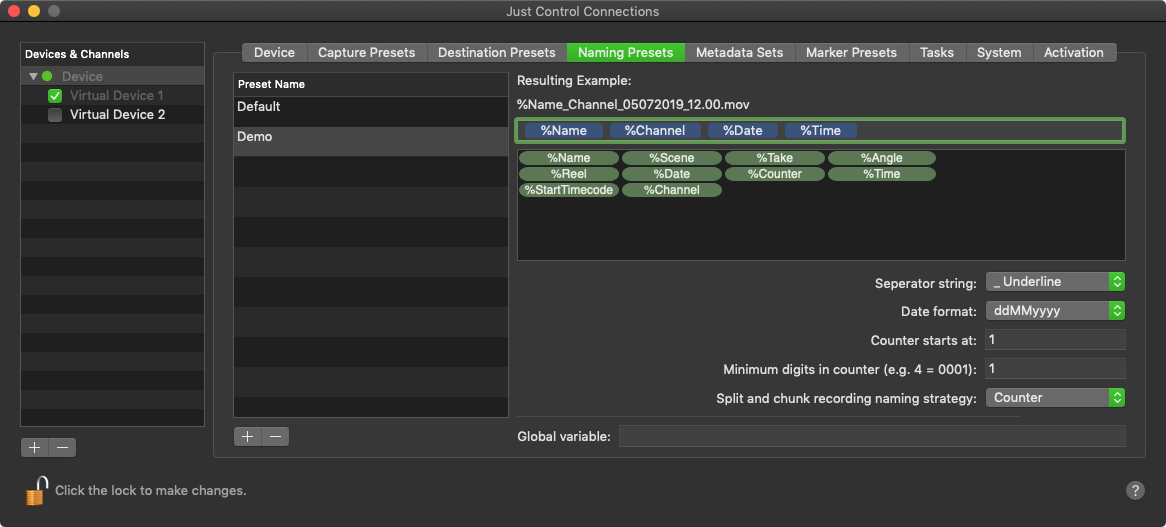 Naming Presets (4.0) screenshot 3