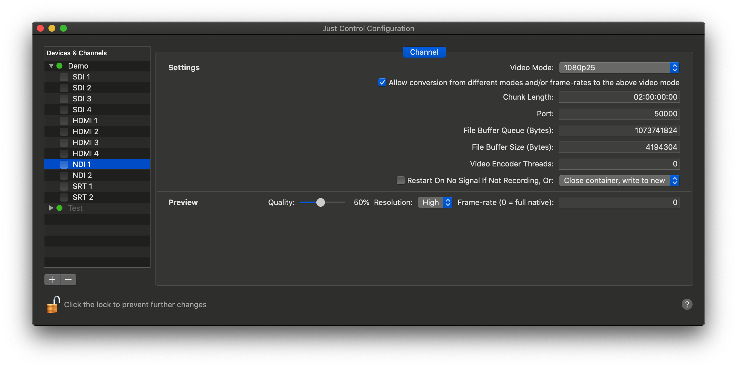Channel Settings JIL (5.1) screenshot 2