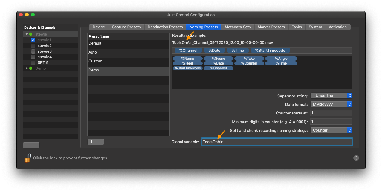 Naming Presets (5.1) screenshot 7