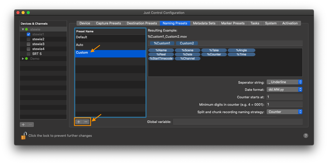 Naming Presets (5.1) screenshot 4