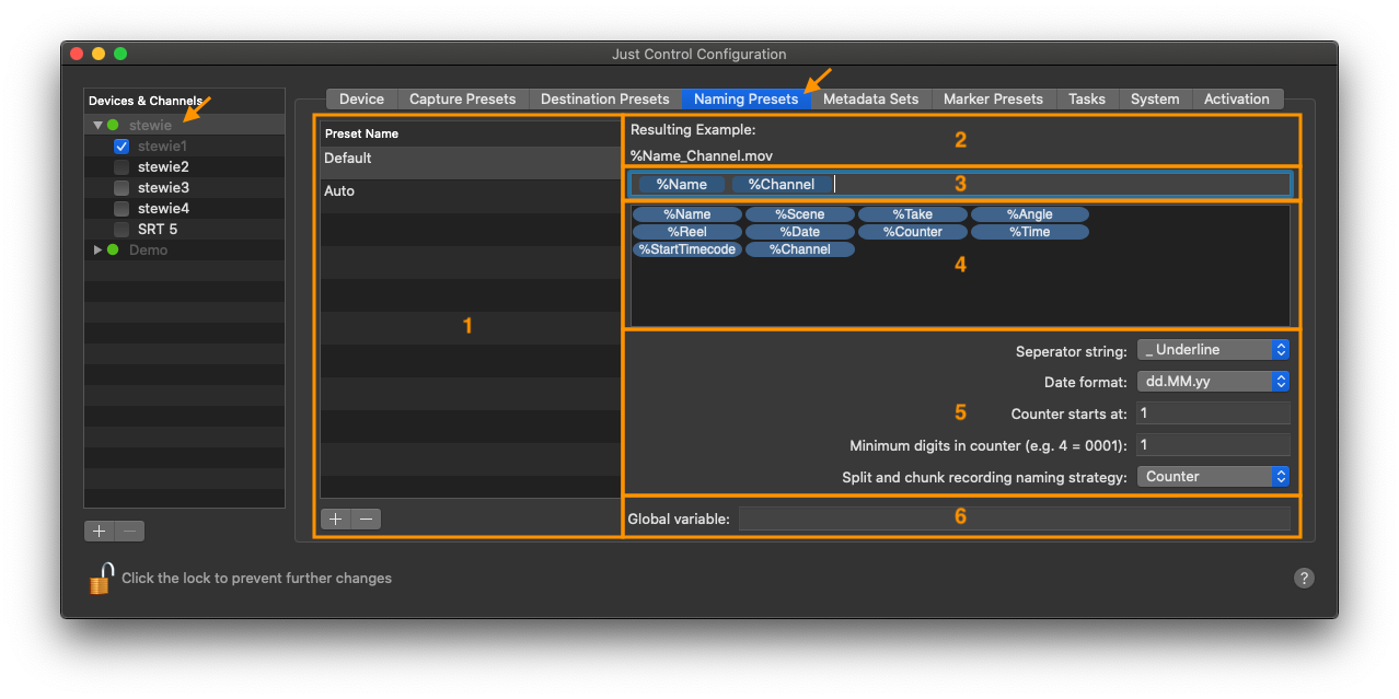 Naming Presets (5.1) screenshot 1