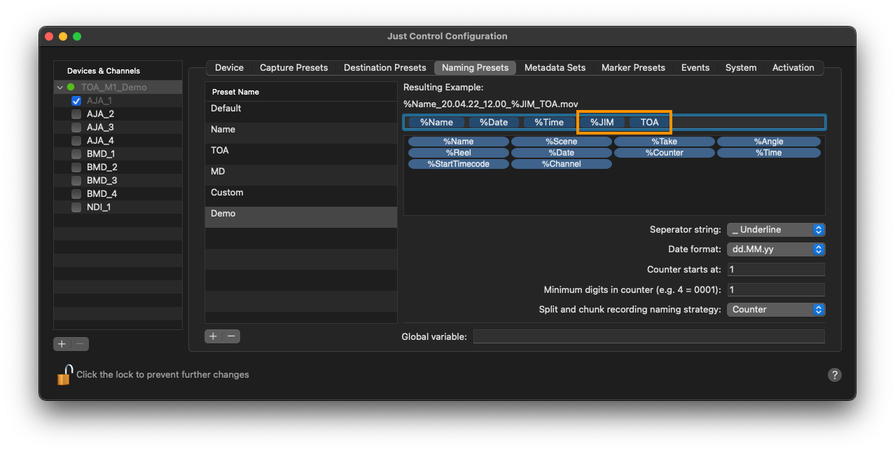 Naming Presets v.6.0 screenshot 8