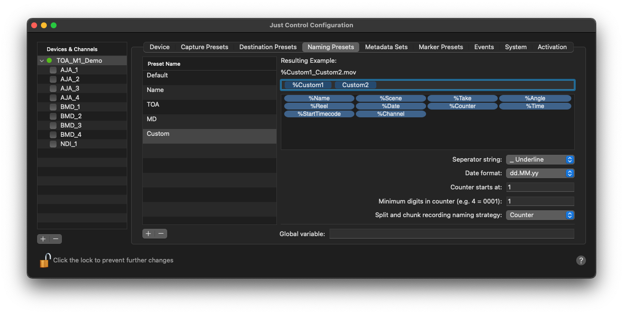 Naming Presets v.6.0 screenshot 4