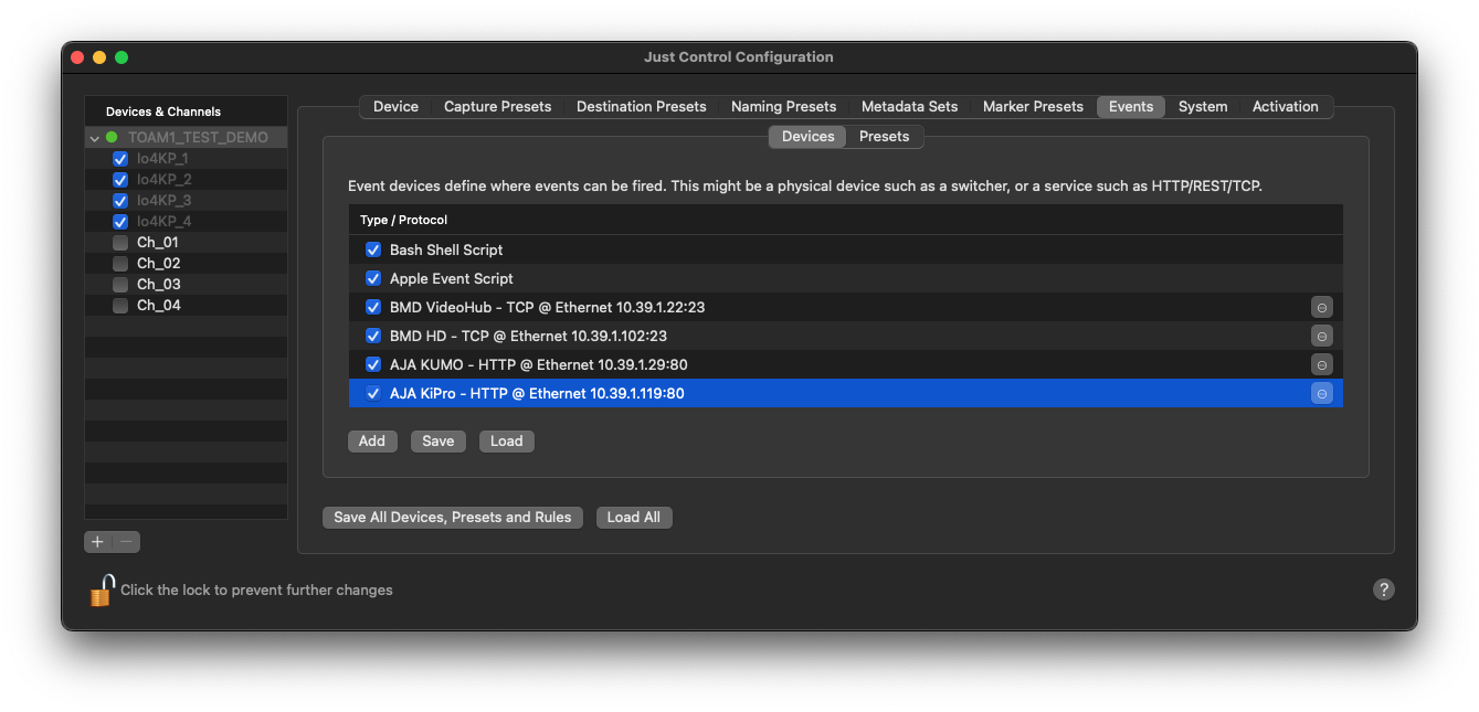 AJA Ki Pro Event Presets v.6.0 screenshot 7
