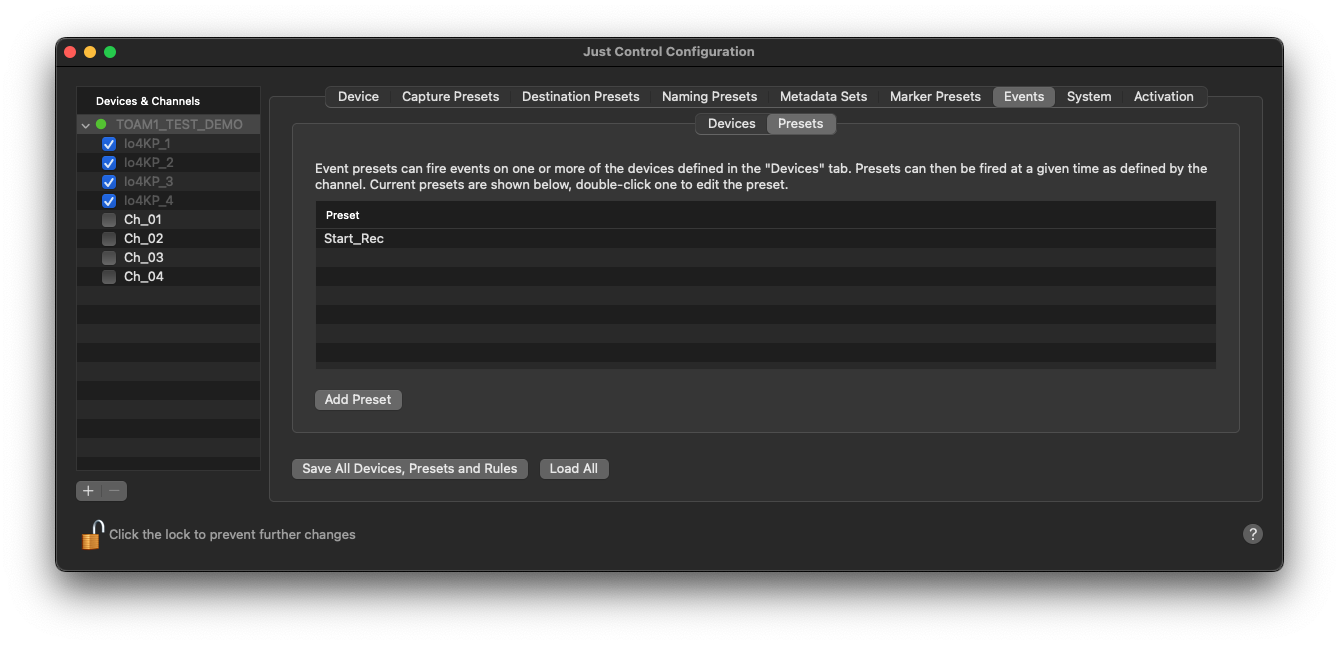 AJA Ki Pro Event Presets v.6.0 screenshot 10