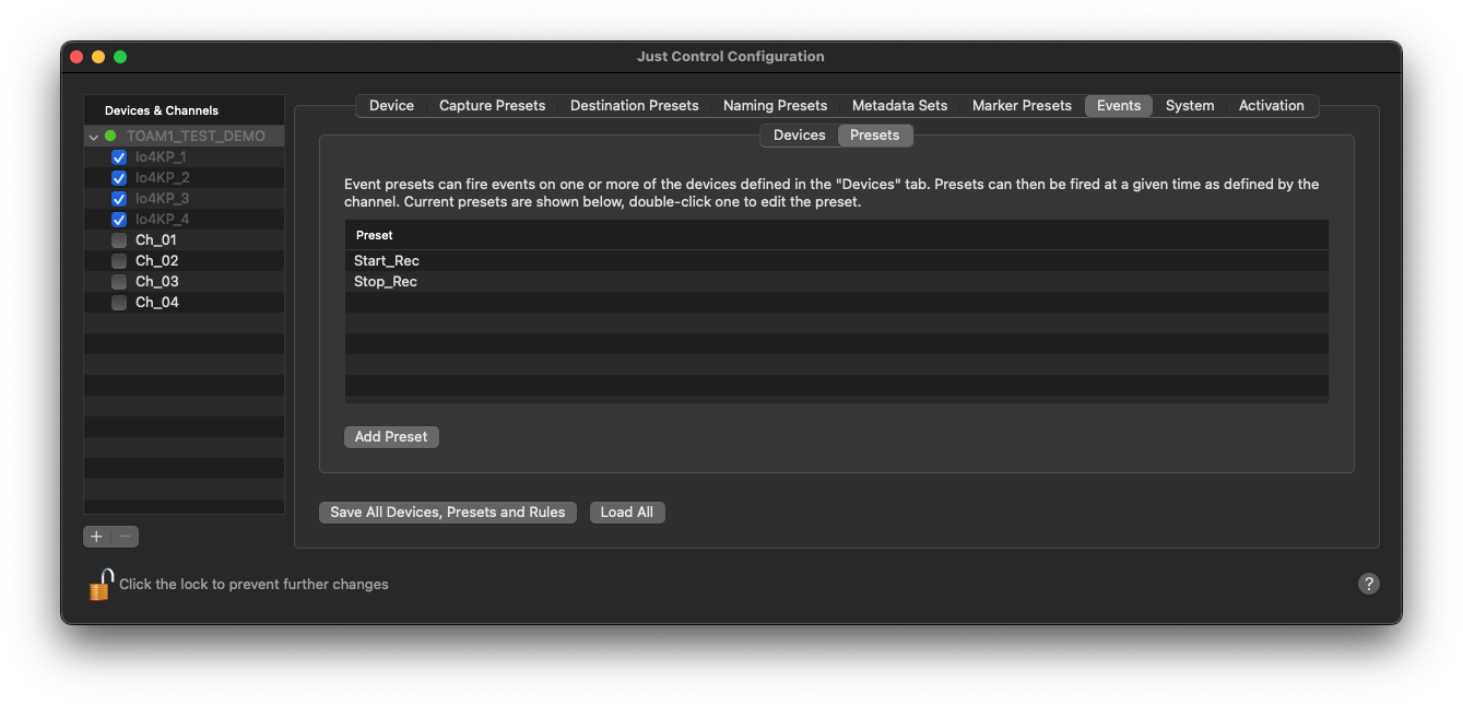 AJA Ki Pro Event Presets v.6.0 screenshot 11