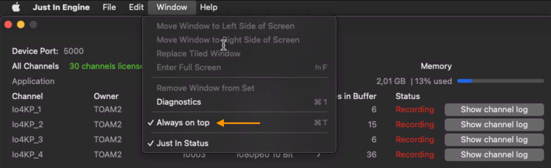 Diagnostics Window ("Just In Status") v.6.1 screenshot 2