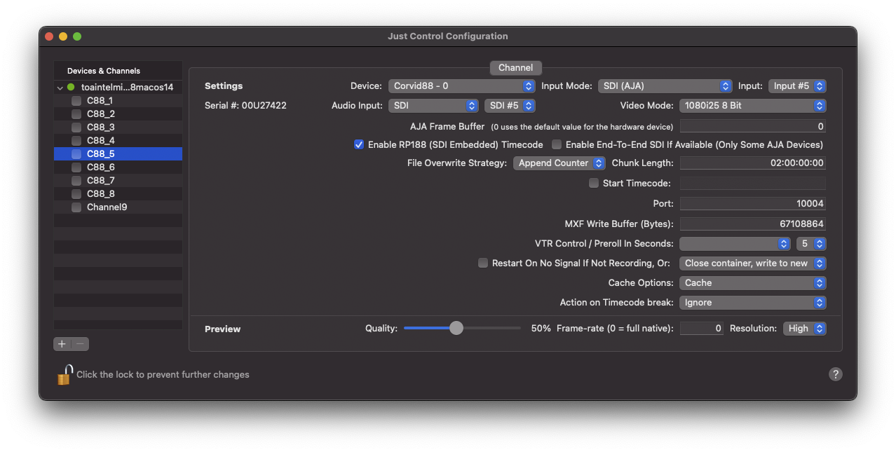 Channel Settings AJA v.6.1 screenshot 3