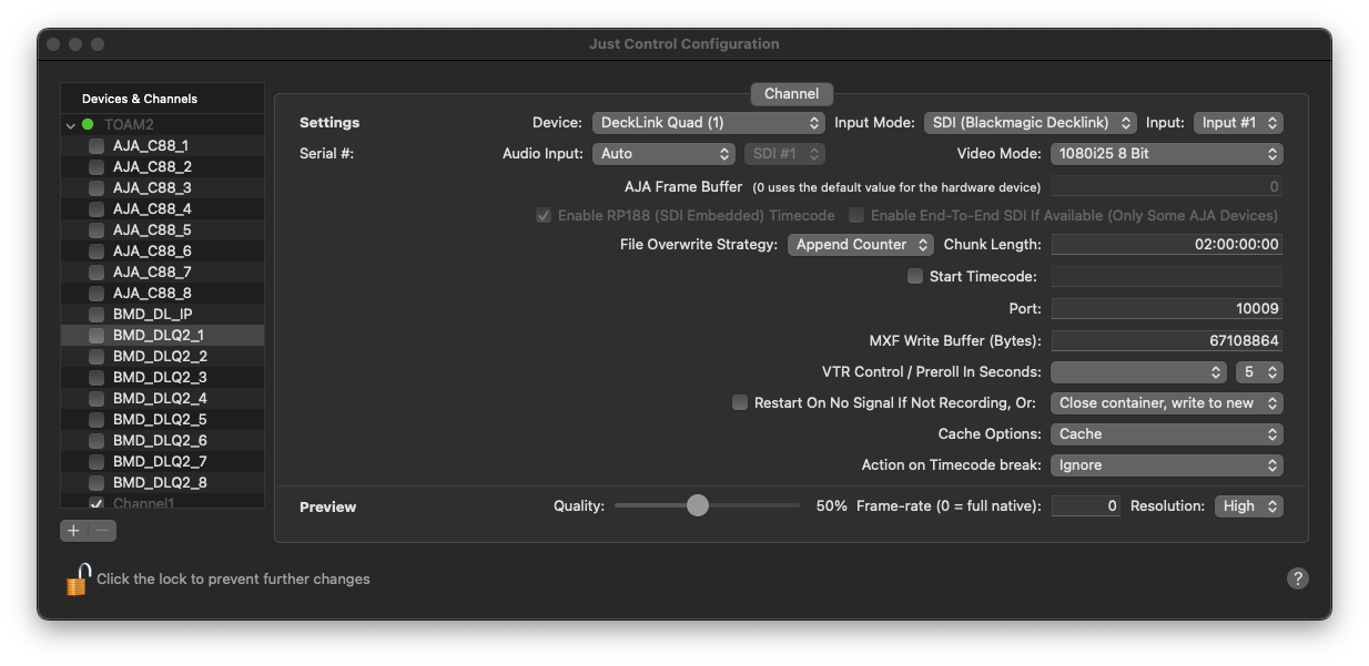 Channel Settings BMD v.6.1 screenshot