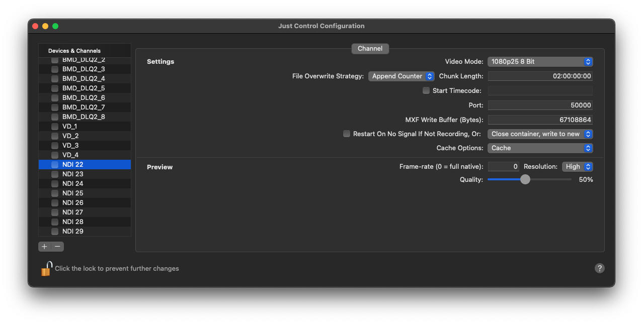 Channel Settings NDI® v.6.1 screenshot 1
