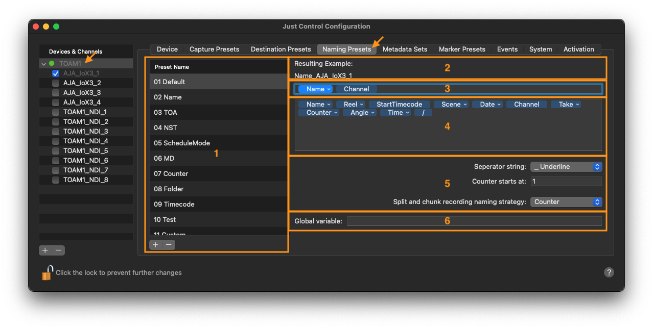 Naming Presets v.6.2 screenshot 1