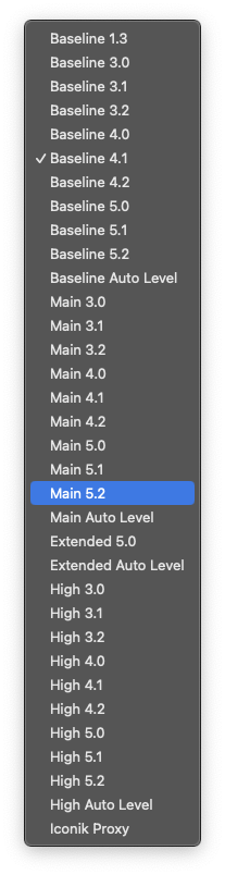 H.264 Settings for Just In Mac explained v.6.5 screenshot