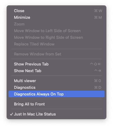 Diagnostics Window ("Just In Mac Lite Status") v.2025.1 screenshot 2