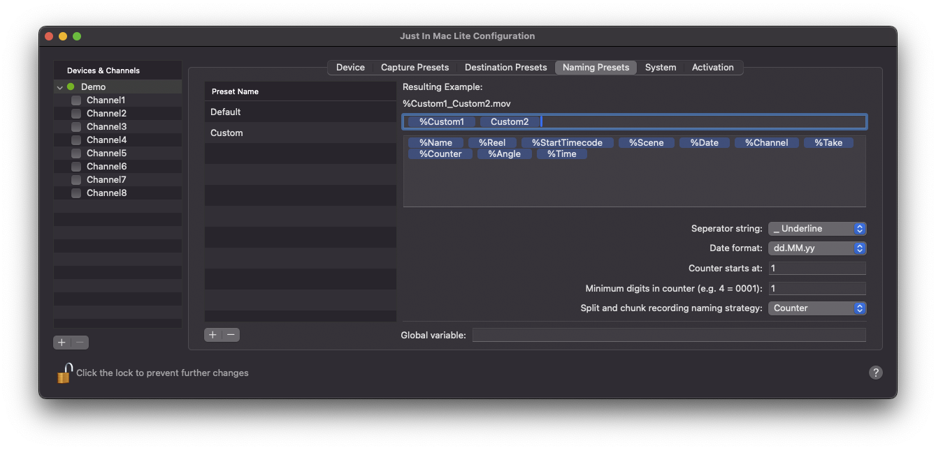 Naming Presets v.6.0 screenshot 4