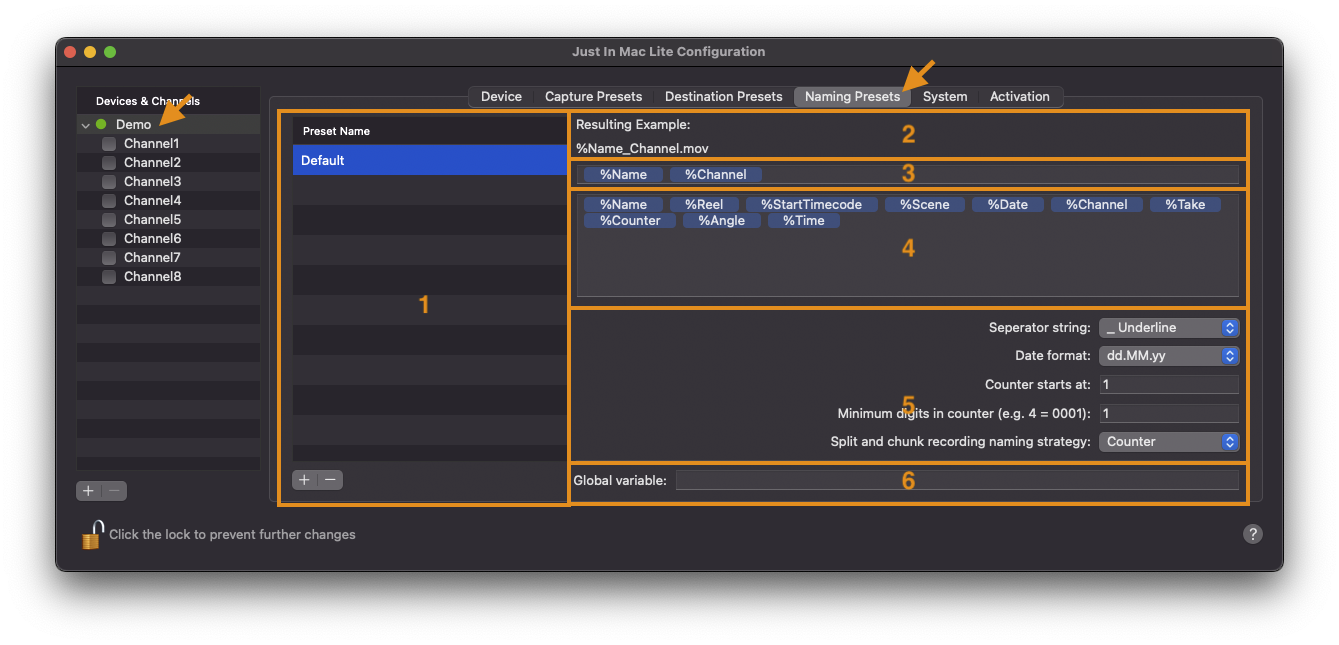 Naming Presets v.6.0 screenshot 1