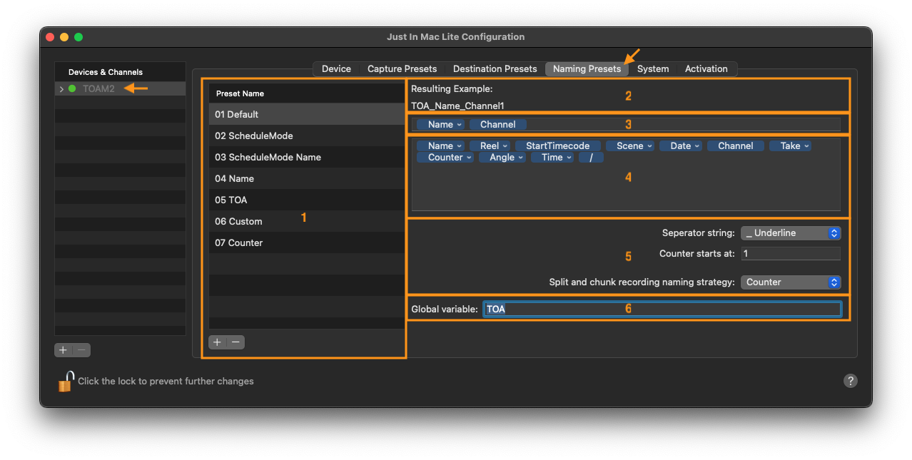 Naming Presets v.6.x screenshot 1
