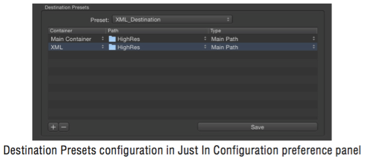 7.2 Setting Up The XML Destination In The Preference Panel screenshot