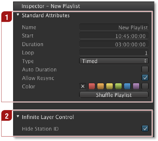 5.10 Inspector: Standard Attributes Of Playlists screenshot