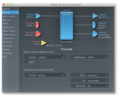 4.1 AJA Control Panel screenshot 2