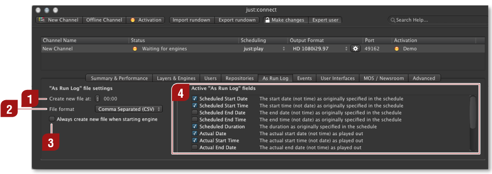 12.8 As Run Log screenshot