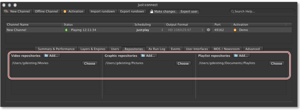 13.27 Defining The Repository Folders Of A Channel screenshot