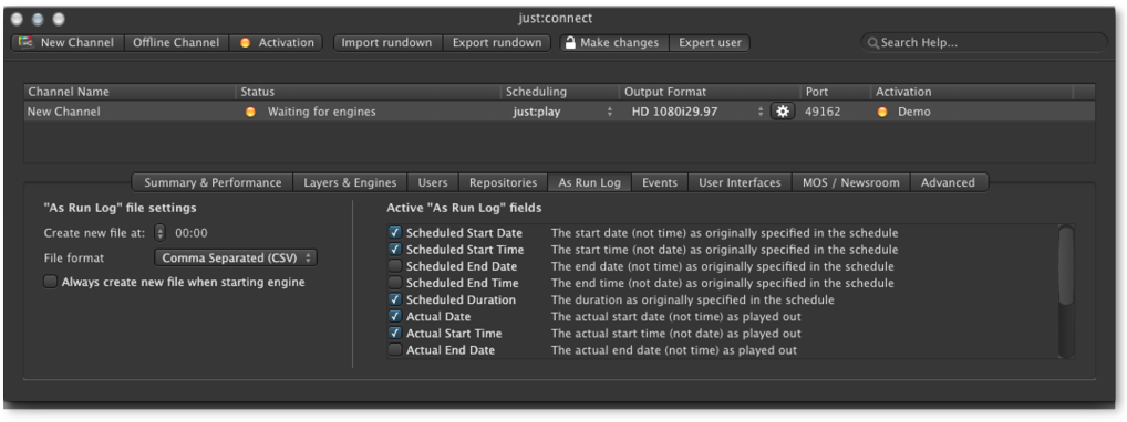 13.28 Configuring The 'As Run Log' File screenshot