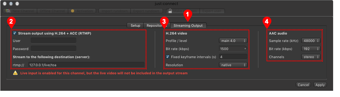 13.17 Configuring Optional RTMP Streaming Output (v2.0) screenshot 2