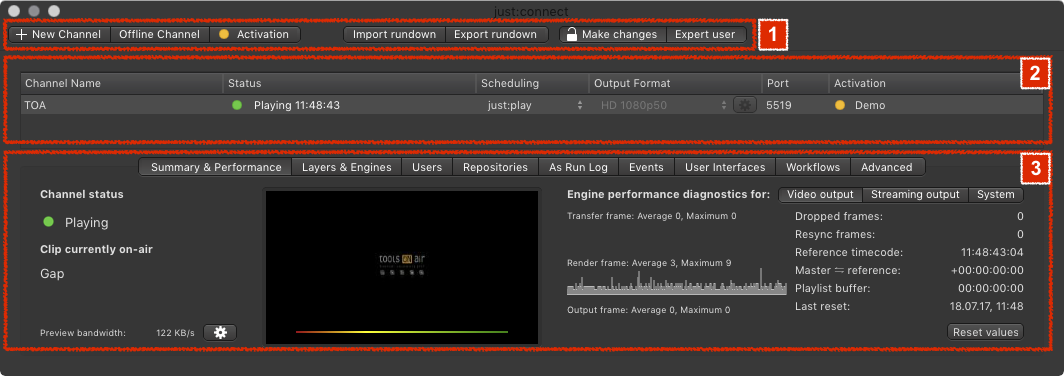 11. just:connect User Interface Overview (v2.5) screenshot 2